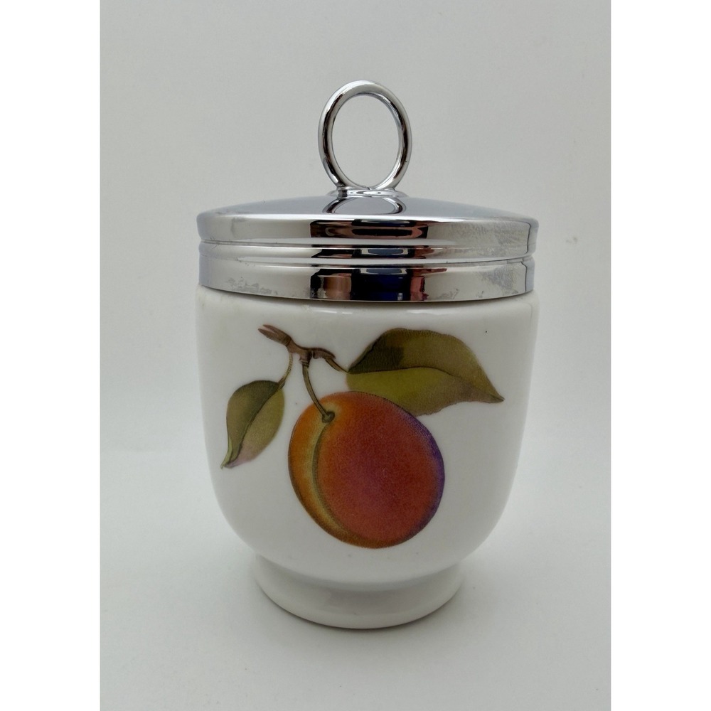 Vintage Royal Worcester Evesham King Size Egg Coddler Peach & Berries England 4"